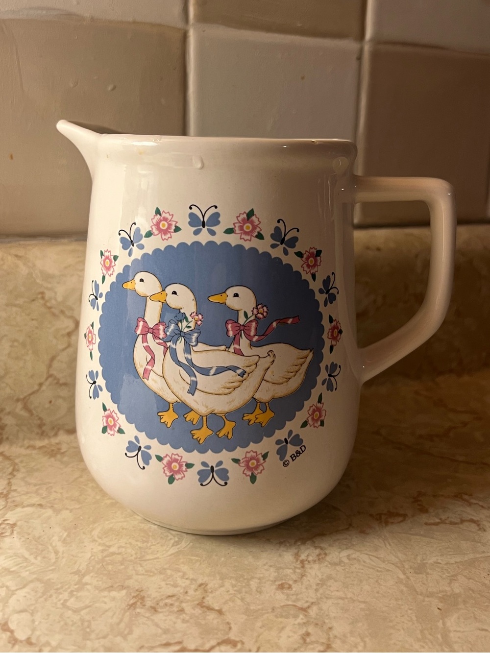 Ribbon Geese Pitcher